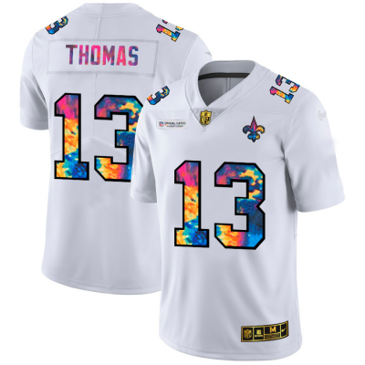 New Orleans Saints #13 Michael Thomas Men's White Nike Multi-Color 2020 NFL Crucial Catch Limited NFL Jersey Men's